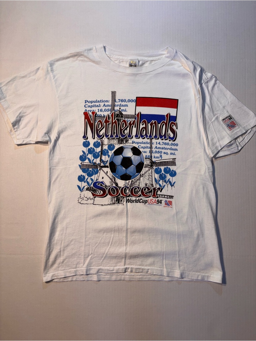 Vtg Competitor Netherlands 1994 FIFA World Cup Soccer Football Tshirt Sz Large